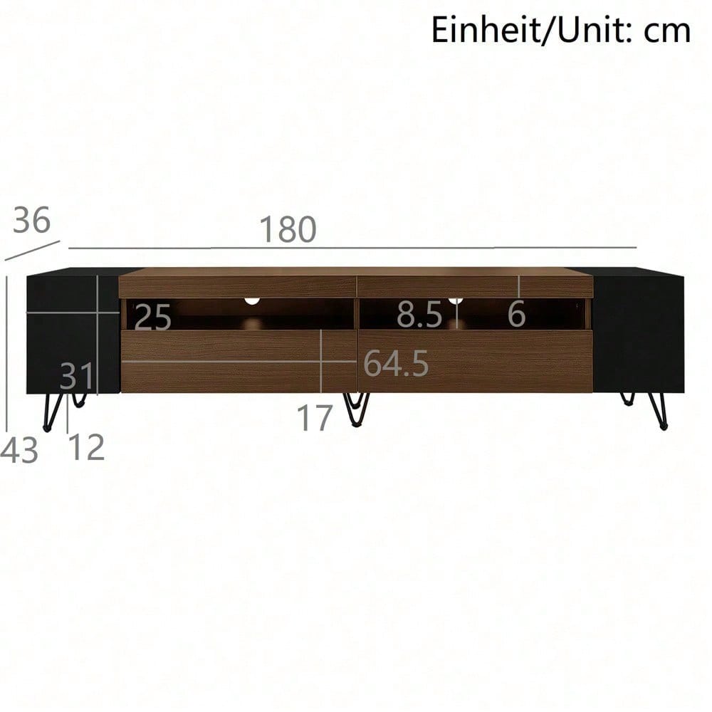 Moderner TV-Schrank, Weiß und Holzoptik – Länge 180 cm
