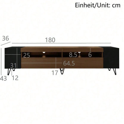 Moderner TV-Schrank, Weiß und Holzoptik – Länge 180 cm