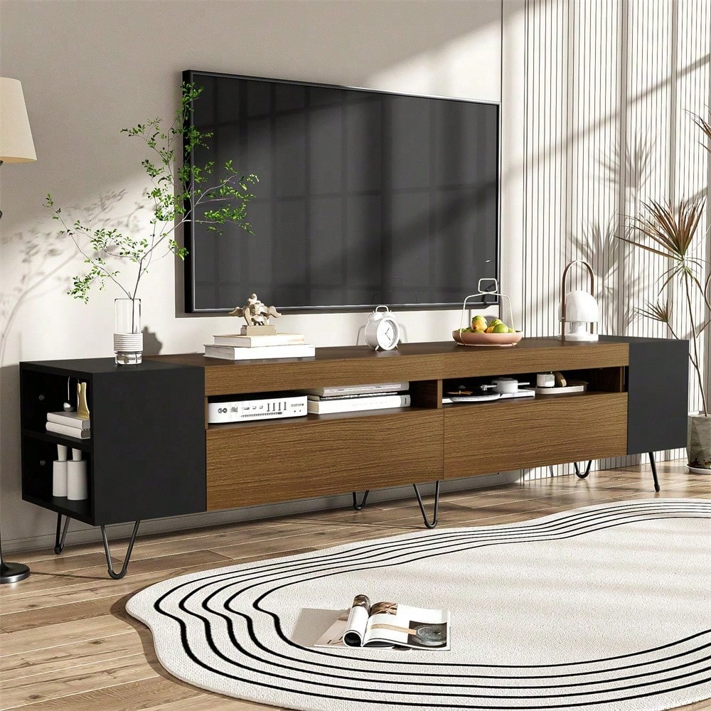 Moderner TV-Schrank, Weiß und Holzoptik – Länge 180 cm