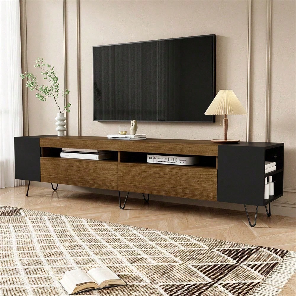 Moderner TV-Schrank, Weiß und Holzoptik – Länge 180 cm