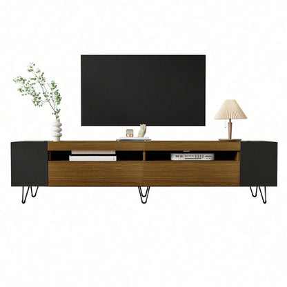 Moderner TV-Schrank, Weiß und Holzoptik – Länge 180 cm