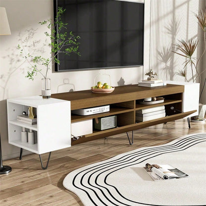 Moderner TV-Schrank, Weiß und Holzoptik – Länge 180 cm