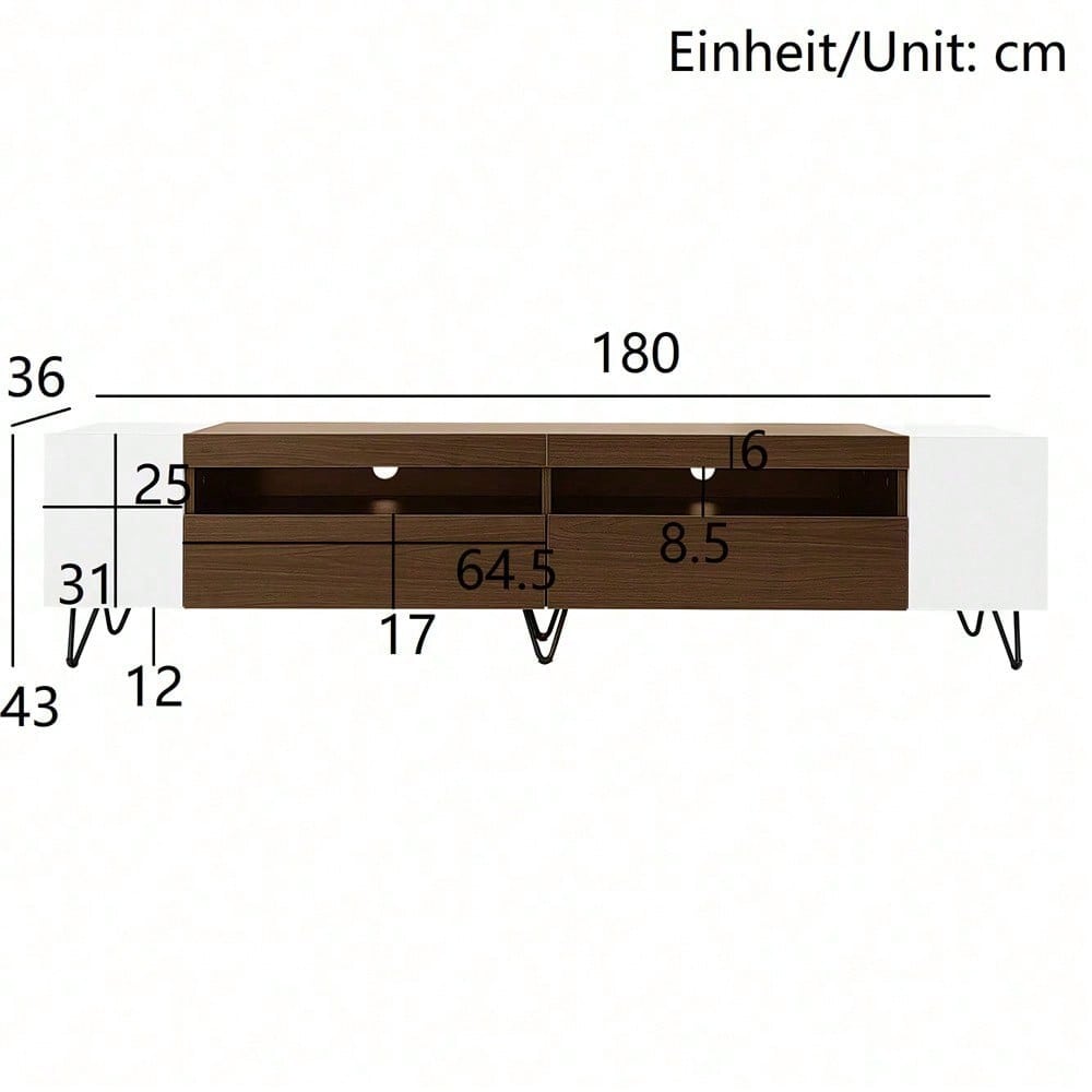Moderner TV-Schrank, Weiß und Holzoptik – Länge 180 cm