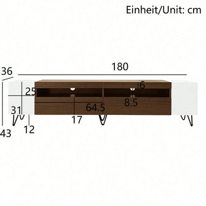 Moderner TV-Schrank, Weiß und Holzoptik – Länge 180 cm