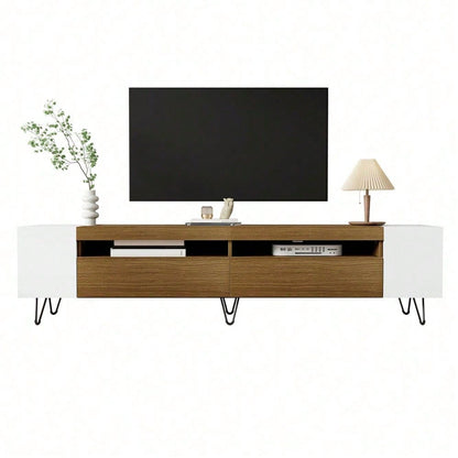 Moderner TV-Schrank, Weiß und Holzoptik – Länge 180 cm