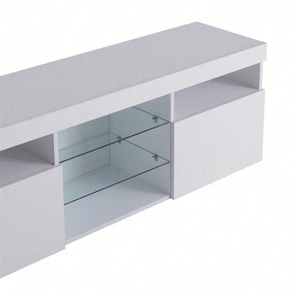 Weißer moderner TV-Schrank, helles Panel, variable LED-Beleuchtung, Wohn- und Esszimmer 180cm