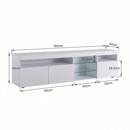 Weißer moderner TV-Schrank, helles Panel, variable LED-Beleuchtung, Wohn- und Esszimmer 180cm
