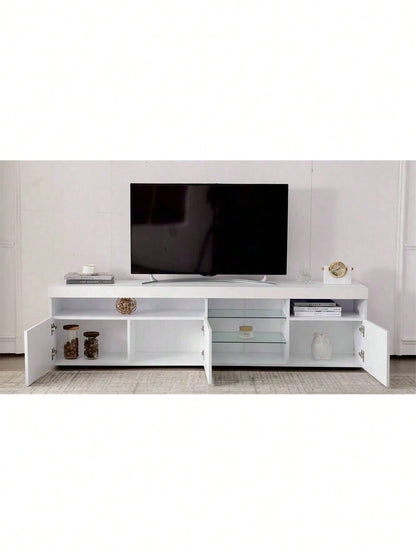 Weißer moderner TV-Schrank, helles Panel, variable LED-Beleuchtung, Wohn- und Esszimmer 180cm