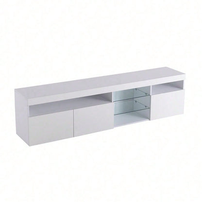 Weißer moderner TV-Schrank, helles Panel, variable LED-Beleuchtung, Wohn- und Esszimmer 180cm