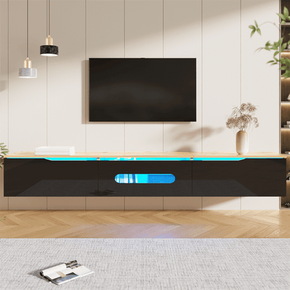 TV-Schrank, 180 cm, Hochglanzoberfläche, mit 16-Farben-LED-Beleuchtung, wandmontierbar
