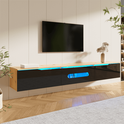 TV-Schrank, 180 cm, Hochglanzoberfläche, mit 16-Farben-LED-Beleuchtung, wandmontierbar