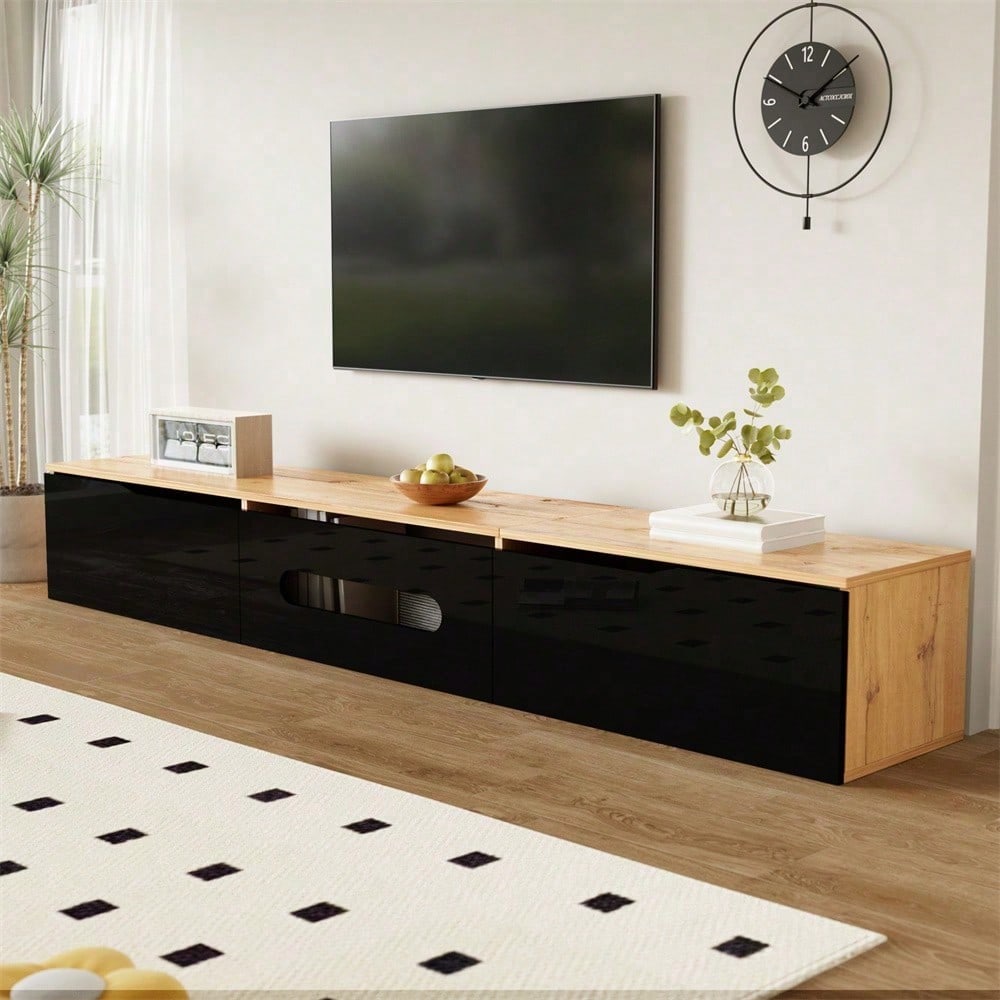TV-Schrank, 180 cm, Hochglanzoberfläche, mit 16-Farben-LED-Beleuchtung, wandmontierbar
