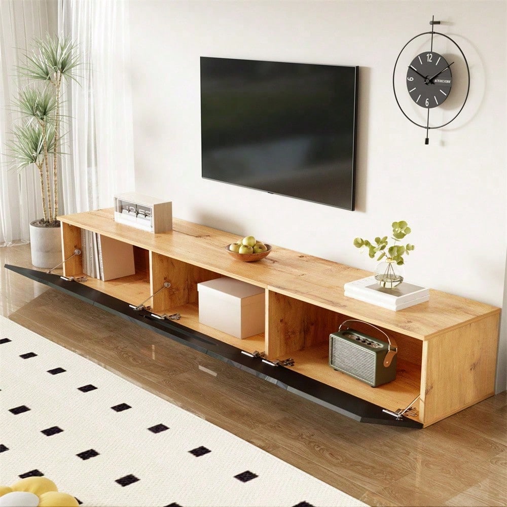 TV-Schrank, 180 cm, Hochglanzoberfläche, mit 16-Farben-LED-Beleuchtung, wandmontierbar