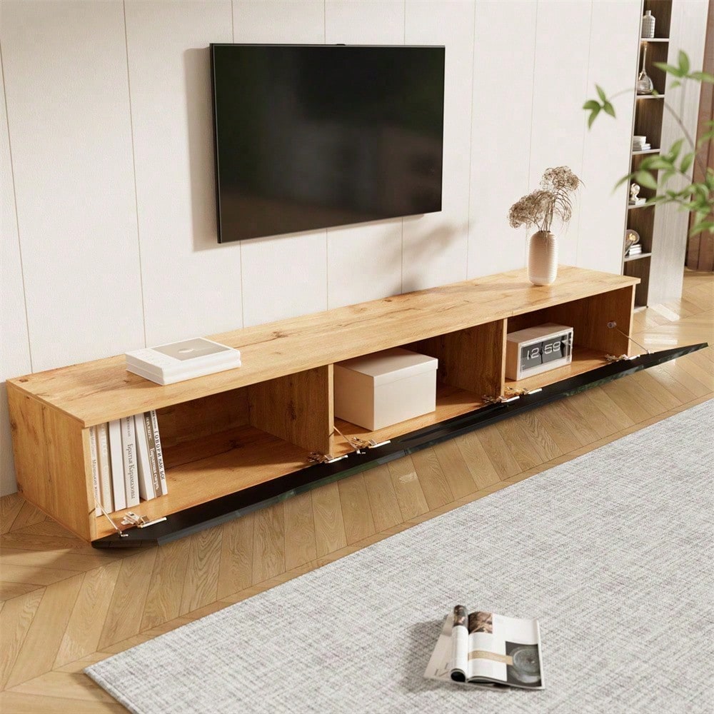 TV-Schrank, 180 cm, Hochglanzoberfläche, mit 16-Farben-LED-Beleuchtung, wandmontierbar