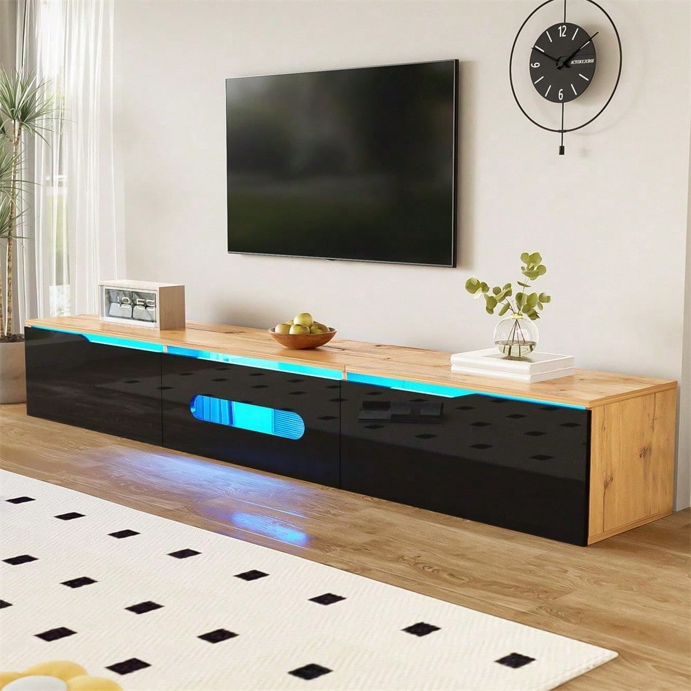 TV-Schrank, 180 cm, Hochglanzoberfläche, mit 16-Farben-LED-Beleuchtung, wandmontierbar