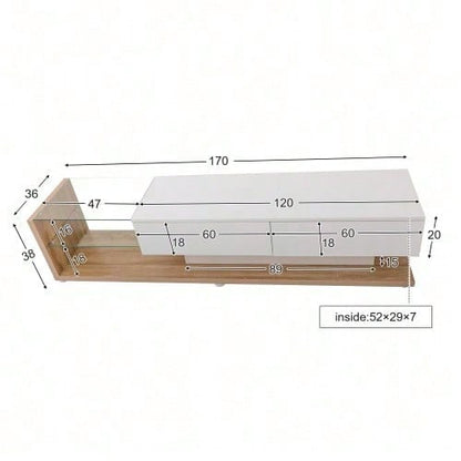V-Schränke, Lowboards, Hochglanz-Wohnzimmermöbel. Glastrennwände und variable LED-Beleuchtung. Es verbindet natürlichen, rustikalen Stil mit modernem Design.