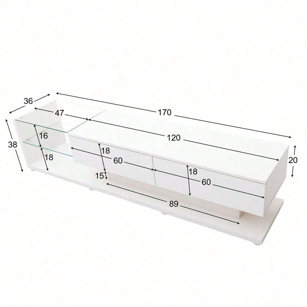 V-Schränke, Lowboards, Hochglanz-Wohnzimmermöbel. Glastrennwände und variable LED-Beleuchtung. Es verbindet natürlichen, rustikalen Stil mit modernem Design.