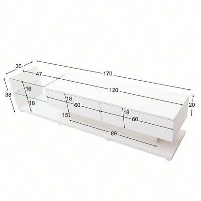 V-Schränke, Lowboards, Hochglanz-Wohnzimmermöbel. Glastrennwände und variable LED-Beleuchtung. Es verbindet natürlichen, rustikalen Stil mit modernem Design.