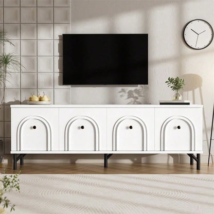 Modernes 4-türiges TV-Board – Weiß, 160 cm – Stilvolles Design, Soft-Close-Scharniere – Perfekt für Wohnzimmer und Entertainment-Bereich