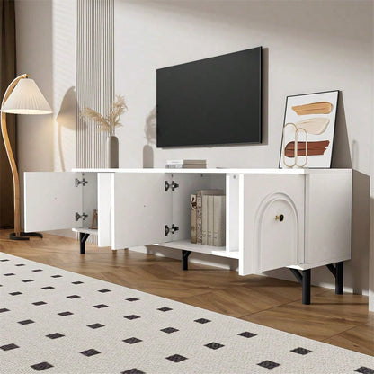 Modernes 4-türiges TV-Board – Weiß, 160 cm – Stilvolles Design, Soft-Close-Scharniere – Perfekt für Wohnzimmer und Entertainment-Bereich