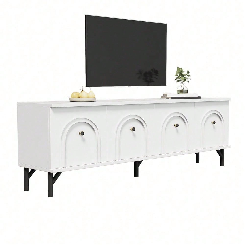 Modernes 4-türiges TV-Board – Weiß, 160 cm – Stilvolles Design, Soft-Close-Scharniere – Perfekt für Wohnzimmer und Entertainment-Bereich
