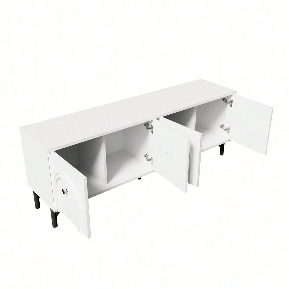 Modernes 4-türiges TV-Board – Weiß, 160 cm – Stilvolles Design, Soft-Close-Scharniere – Perfekt für Wohnzimmer und Entertainment-Bereich