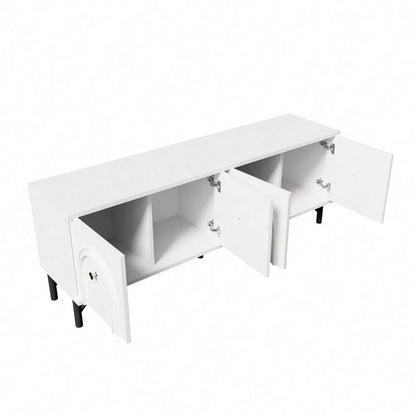 Modernes 4-türiges TV-Board – Weiß, 160 cm – Stilvolles Design, Soft-Close-Scharniere – Perfekt für Wohnzimmer und Entertainment-Bereich