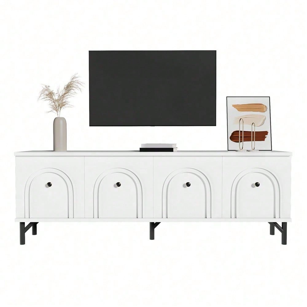 Modernes 4-türiges TV-Board – Weiß, 160 cm – Stilvolles Design, Soft-Close-Scharniere – Perfekt für Wohnzimmer und Entertainment-Bereich