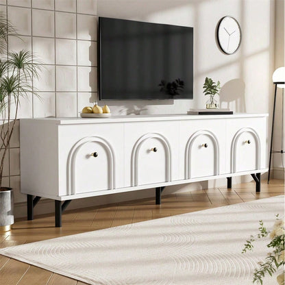 Modernes 4-türiges TV-Board – Weiß, 160 cm – Stilvolles Design, Soft-Close-Scharniere – Perfekt für Wohnzimmer und Entertainment-Bereich