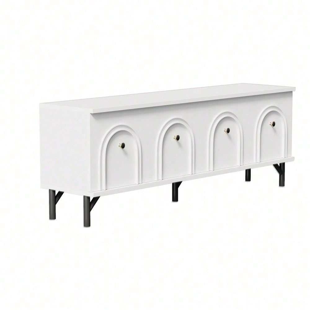 Modernes 4-türiges TV-Board – Weiß, 160 cm – Stilvolles Design, Soft-Close-Scharniere – Perfekt für Wohnzimmer und Entertainment-Bereich
