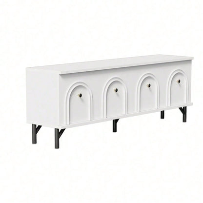 Modernes 4-türiges TV-Board – Weiß, 160 cm – Stilvolles Design, Soft-Close-Scharniere – Perfekt für Wohnzimmer und Entertainment-Bereich