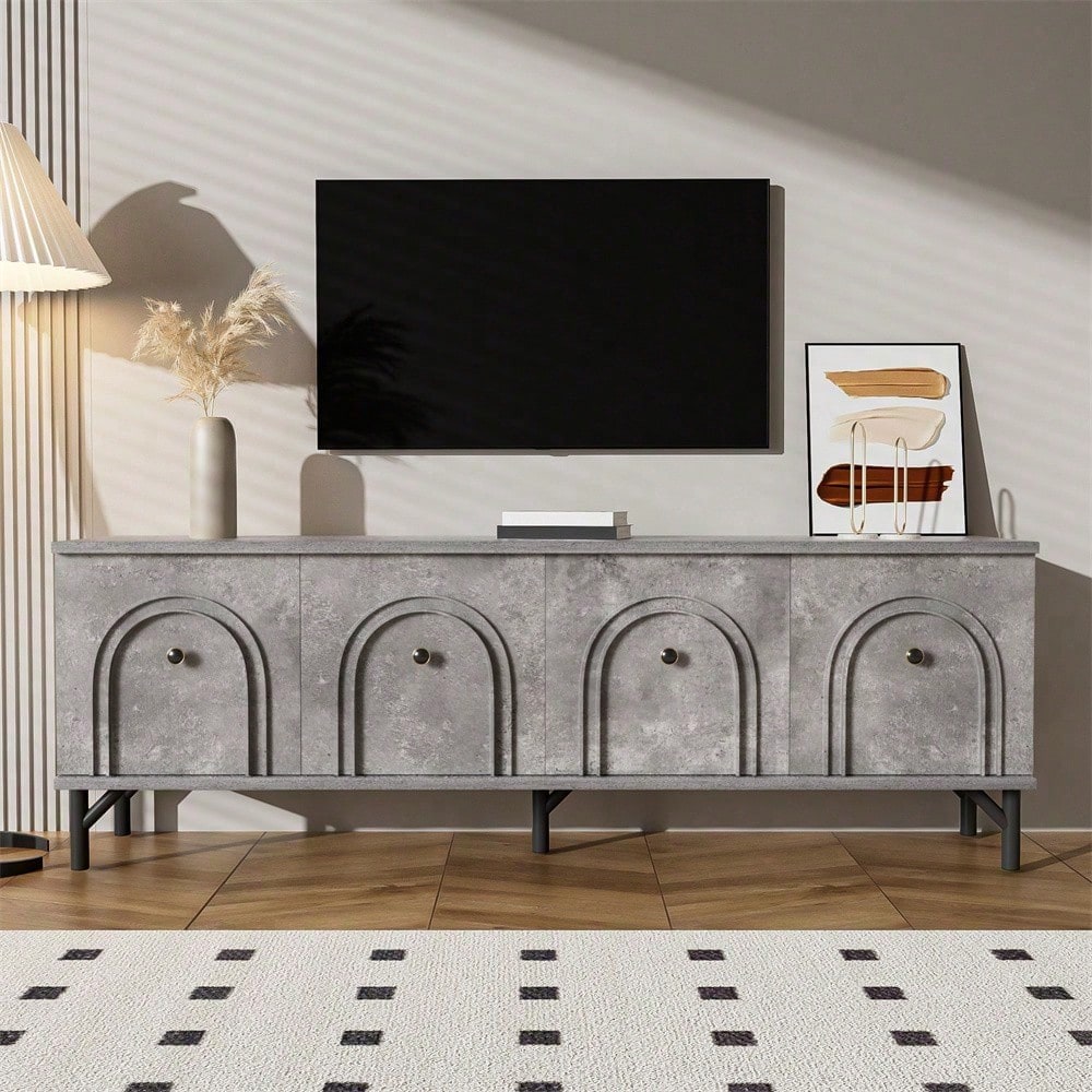 Modernes 4-türiges TV-Board – Weiß, 160 cm – Stilvolles Design, Soft-Close-Scharniere – Perfekt für Wohnzimmer und Entertainment-Bereich