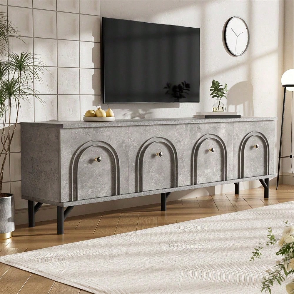 Modernes 4-türiges TV-Board – Weiß, 160 cm – Stilvolles Design, Soft-Close-Scharniere – Perfekt für Wohnzimmer und Entertainment-Bereich