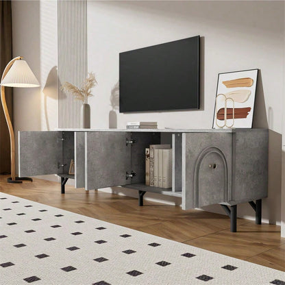 Modernes 4-türiges TV-Board – Weiß, 160 cm – Stilvolles Design, Soft-Close-Scharniere – Perfekt für Wohnzimmer und Entertainment-Bereich