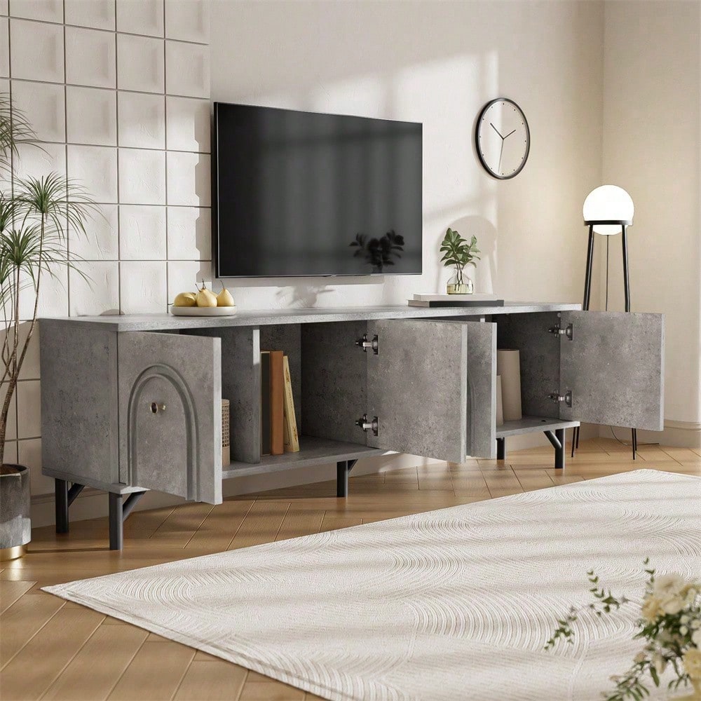 Modernes 4-türiges TV-Board – Weiß, 160 cm – Stilvolles Design, Soft-Close-Scharniere – Perfekt für Wohnzimmer und Entertainment-Bereich