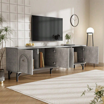 Modernes 4-türiges TV-Board – Weiß, 160 cm – Stilvolles Design, Soft-Close-Scharniere – Perfekt für Wohnzimmer und Entertainment-Bereich