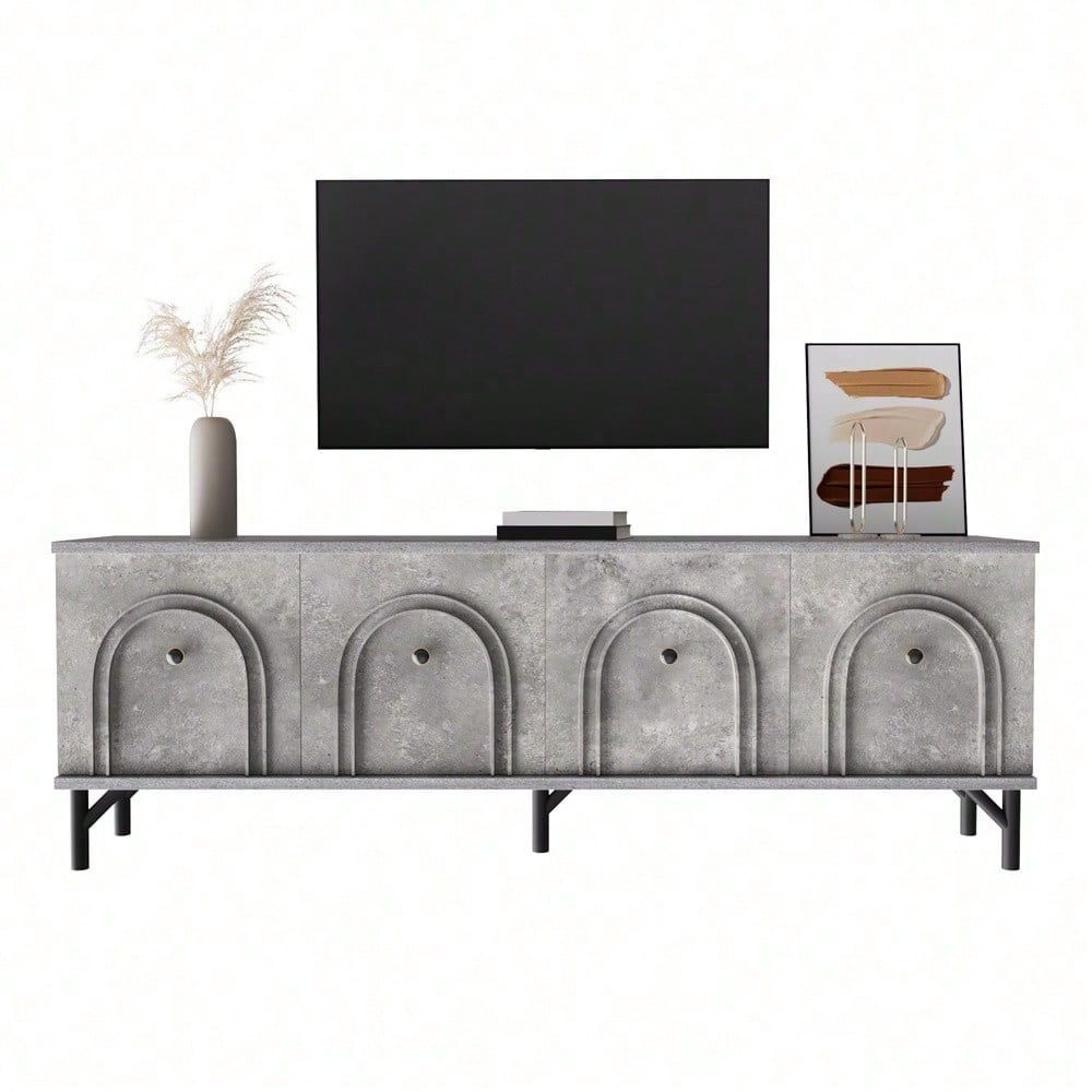 Modernes 4-türiges TV-Board – Weiß, 160 cm – Stilvolles Design, Soft-Close-Scharniere – Perfekt für Wohnzimmer und Entertainment-Bereich