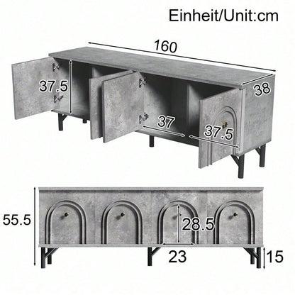 Modernes 4-türiges TV-Board – Weiß, 160 cm – Stilvolles Design, Soft-Close-Scharniere – Perfekt für Wohnzimmer und Entertainment-Bereich