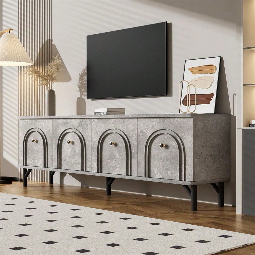 Modernes 4-türiges TV-Board – Weiß, 160 cm – Stilvolles Design, Soft-Close-Scharniere – Perfekt für Wohnzimmer und Entertainment-Bereich