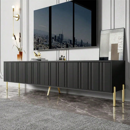 Schwarzes TV-Schrank, 190 cm(L) x 38 cm(W) x 48 cm(H), goldene Tischbeine