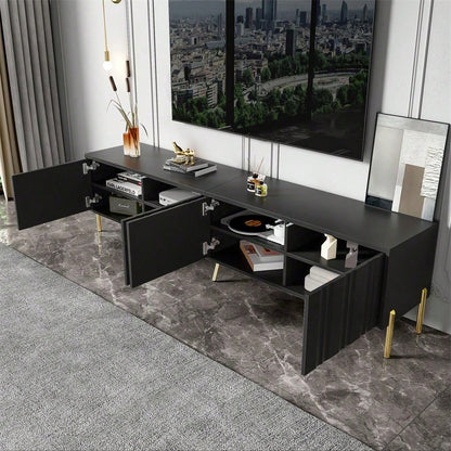 Schwarzes TV-Schrank, 190 cm(L) x 38 cm(W) x 48 cm(H), goldene Tischbeine