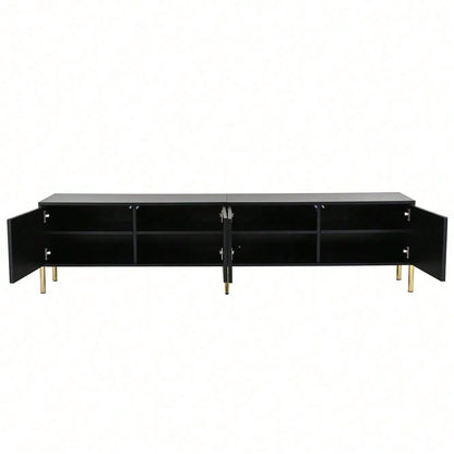 Schwarzes TV-Schrank, 190 cm(L) x 38 cm(W) x 48 cm(H), goldene Tischbeine
