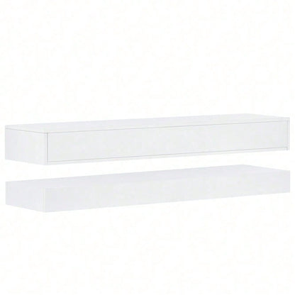 TV Lowboard,Wandmontierter TV-Schrank,TV-Ständer, TV-Möbel mit 2 Schränken und 4 großen Schubladen, 16-farbige Beleuchtung Wandschrank für bis zu 55 Zoll Fernseher Weiß 130*33*15cm