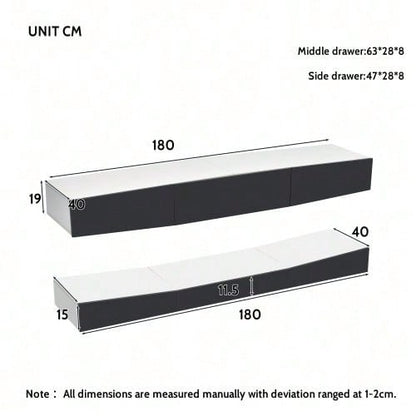 TV Board Hängend TV Stand TV Schank mit LED-Beleuchtung TV Schrank Hängend Wand befestigter schwimmender TV-Ständer Unterhaltungs Medienkonsolen-Center für Wohnzimmer Home