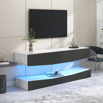 TV Board Hängend TV Stand TV Schank mit LED-Beleuchtung TV Schrank Hängend Wand befestigter schwimmender TV-Ständer Unterhaltungs Medienkonsolen-Center für Wohnzimmer Home