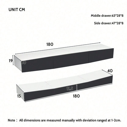 TV Board Hängend TV Stand TV Schank mit LED-Beleuchtung TV Schrank Hängend Wand befestigter schwimmender TV-Ständer Unterhaltungs Medienkonsolen-Center für Wohnzimmer Home