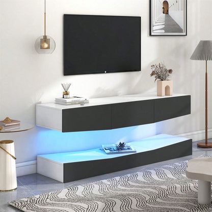 TV Board Hängend TV Stand TV Schank mit LED-Beleuchtung TV Schrank Hängend Wand befestigter schwimmender TV-Ständer Unterhaltungs Medienkonsolen-Center für Wohnzimmer Home