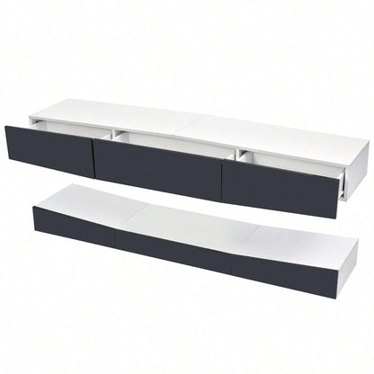 TV Board Hängend TV Stand TV Schank mit LED-Beleuchtung TV Schrank Hängend Wand befestigter schwimmender TV-Ständer Unterhaltungs Medienkonsolen-Center für Wohnzimmer Home