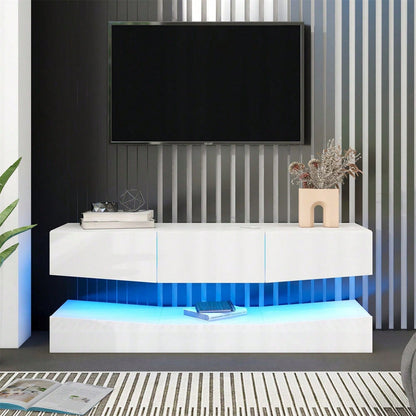 TV Board Hängend TV Stand TV Schank mit LED-Beleuchtung TV Schrank Hängend Wand befestigter schwimmender TV-Ständer Unterhaltungs Medienkonsolen-Center für Wohnzimmer Home