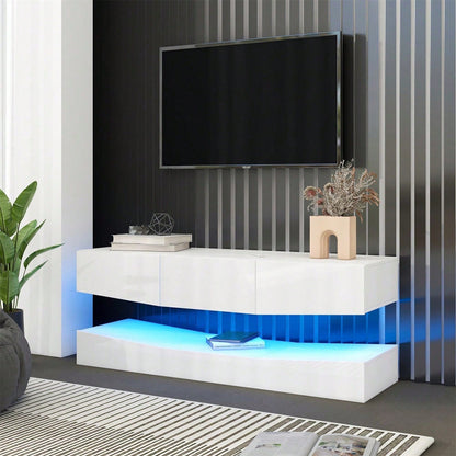 TV Board Hängend TV Stand TV Schank mit LED-Beleuchtung TV Schrank Hängend Wand befestigter schwimmender TV-Ständer Unterhaltungs Medienkonsolen-Center für Wohnzimmer Home